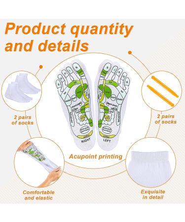 SATINIOR Acupressure Reflexology Socks - 2 Pairs for Men and Women | Foot Massage Tool | Relieve Tired Feet | Five Toe Separate Design | White, Light Blue, Green, Yellow - Buy Online on GoSupps.com