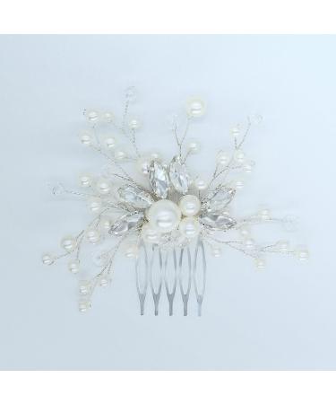Wedding Hair Accessories Fanvoes Hair Pieces Comb for Brides Bridal - Silver Vintage Headpiece Jewelry Decorations w/Rhinestone Crystal Ivory Pearl for Mother of Bride Bridesmaid Women Flower Girls - Buy Online on GoSupps.com