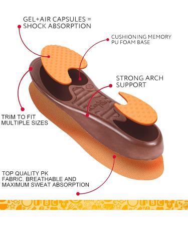 Women's Plantar Fasciitis Arch Support Insoles | Size K (6-8) | Kids Orthotic Inserts for Flat Feet | Relieve Heel & Foot Pain | Orange - Buy Online on GoSupps.com