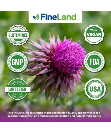 FineLand Milk Thistle Pills 50:1 Extract 120 Vegan Capsules - 20 000 mg Strenght with 80% Silymarin Flavonoids Liver & Antioxidant Support | 50X Concentrated Seed Extract - Non-GMO Made in USA - Buy Online on GoSupps.com