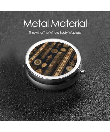 Bohemian Style Portable Metal Pill Box - Round Mini 3-Compartment Ideal for Travel Black - Must-Have for Small Pills - Buy Online on GoSupps.com