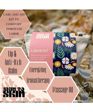 Buy Skin to Skin Labor Kit - 4 Piece Eco-Friendly Set in Cosmetic Bag | Lip Balm Anti-Itch Balm Massage Oil & Organic Aromatherapy - Buy Online on GoSupps.com