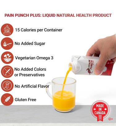 Pain Punch Plus Pack of 4 - Helps Support Cognitive Health & Brain Function Pain Relief Product w/Turmeric Vegan Omega-3 & Natural Caffeine Quick Pain Relief for Acute Pain and Energy | 4 x 236ml - Buy Online on GoSupps.com