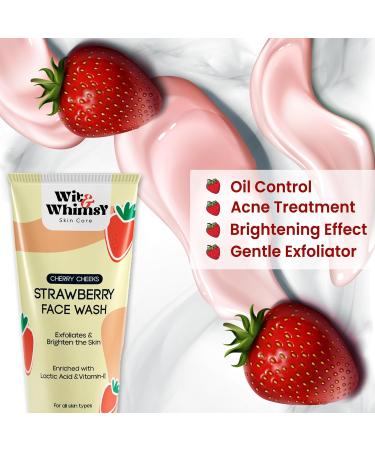 Wit & Whimsy Cherry Cheeks Strawberry Face Wash Enriched With lactic Acid & Vitamin E Authentic Ayurvedic Formulation For All Skin Types - 100ML (3.38 Oz) - Buy Online on GoSupps.com