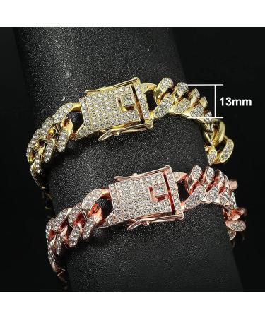 Rosegold Dog Chain Diamond Cuban Collars Walking Rosegold Metal Chain Collar with Design Secure Buckle Pet Cuban Crystal Jewelry Collar Necklace Accessories for Dogs Cats(Rosegold 10inch) 10inch Rosegold - Buy Online on GoSupps.com