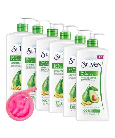 St. Ives Avocado Lotion 21 Fl Oz - Hydrating Vitamin E Avocado Body Lotion Makeup Cleansing Cloth Intensive Moiure Avocado Lotion Lemongrass For Hydrated Soft Skin Pack of 6