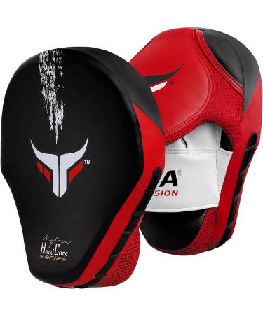 Mytra Fusion Curved Focus Pads - Red Black | Boxing Muay Thai MMA Kickboxing Training Pads - Buy Online on GoSupps.com