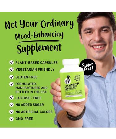 Herb Llama Zen Warriors Mood Support Supplement | Magnesium Ashwagandha 5 HTP GABA | Plant-Based Superfood & Energy Booster | GMO-Free | 60 Capsules - Buy Online on GoSupps.com