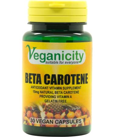 Veganicity Beta Carotene 15mg : Vitamin A Supplement : 30 Capsules