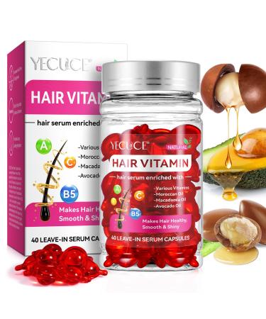 Hair Vitamin Serum Oil Capsule Hair Treatment Serum with Vitamins A C E Pro B5 and Argan Macadamia Avocado Oils No Rinse and Safe for All Hair For Men & Women
