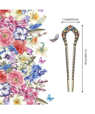 Vintage French Hair Pins Set - U Shaped Chignon Pin with Crystal Rhinestones for Women and Girls - Buy Online on GoSupps.com