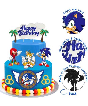 ALPXEL Blue Hedgehog Happy Birthday Cake Topper Cake Decorations Cartoon Themed Inspired Cake Decor Go Theme Party Cake Decor Glitter Kids Boys Girls Birthday Party Supplies (SS2) - Buy Online on GoSupps.com