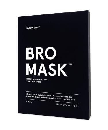 Jaxon Lane BRO MASK for Men | 2 Pc. Hydrating Anti Aging Sheet Masks with Vitamin C, E, Hyaluronic Acid & Collagen (4 Pack) - Face Care & Acne Treatment - Buy Online on GoSupps.com