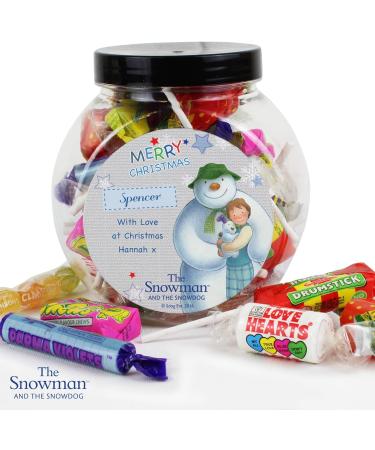 Custom Personalised The Snowman and the Snowdog Blue Sweet Jar - Swizzels Sweet 250g - Buy Online on GoSupps.com