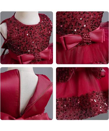 Miipat Baby Girl Tulle Sequin Princess Dress | Toddler Party Birthday Wedding Pageant Dress 18-24 Months Wine - Buy Online on GoSupps.com