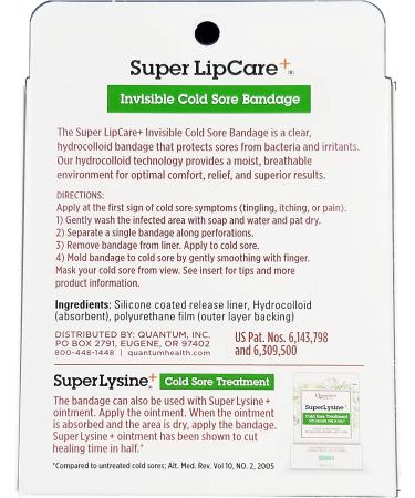 Quantum Health Super LipCare+ Cold Sore Bandages - 12 Ct | Soothes, Protects & Hides Blisters - Buy Online on GoSupps.com