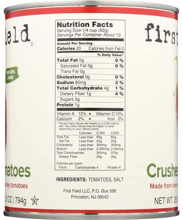 First Field Crushed Tomatoes 28 oz - Premium Quality Tomatoes for Recipes - Buy Online on GoSupps.com