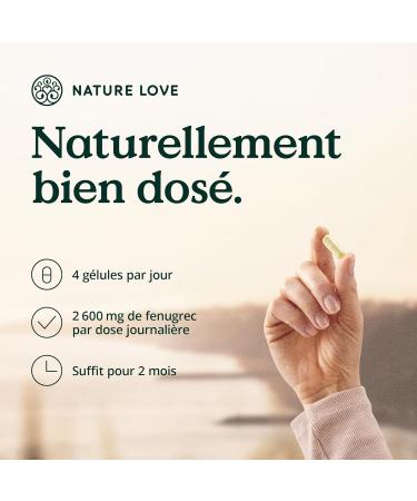 NATURE LOVE Fenugreek Bio - 240 vegan capsules - highly dosed at 2600mg per daily dose (650mg/capsule) - certified organic - laboratory tested without unwanted additives produced in Germany - Buy Online on GoSupps.com
