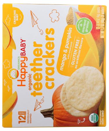 Happy Family Organics Mango & Pumpkin Teether Crackers - 12 Packs (0.14 oz each) | Organic Baby Snacks - Buy Online on GoSupps.com