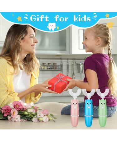 Kids Electric U-Shaped Toothbrush Set | Toddler Ultrasonic Toothbrush with 3 Brush Heads | Cartoon Design | Oral Cleaning for Children - Buy Online on GoSupps.com
