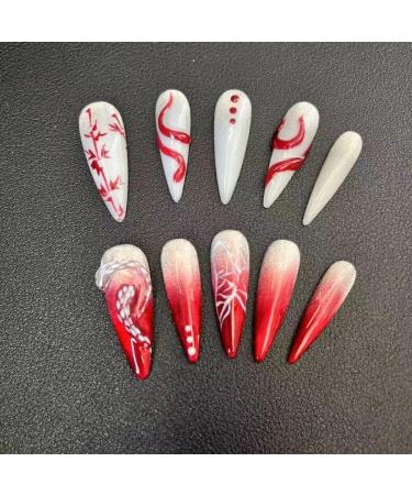 Temperament-enhancing manicure new Chinese gradient hand-painted hand-worn manicure finished product whitening nail patch.(XS) - Buy Online on GoSupps.com