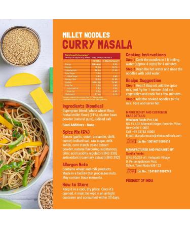 Slurrp Farm No Maida Hakka Noodles Combo Not Fried No MSG Classic Mild and Curry Masala Millet Noodles Pack of 3 X 192 g - Buy Online on GoSupps.com
