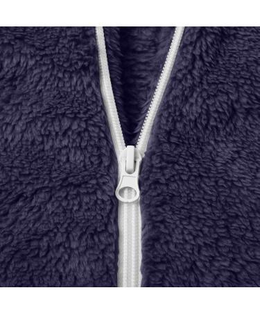 Hanxiulin Oversized Plush Hoodie Jacket - Warm Women's Winter Coat Windproof Reversible - Dark Blue 4XL Transition Jacket for Autumn & Winter - Buy Online on GoSupps.com