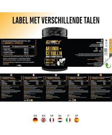 VitamineVersand 24 Larginine + Lcitrulline Ultra tablets 300 tablets with 1100 mg Highdose combination of Larginine base and Lcitrulline malate 21 Vegan - Buy Online on GoSupps.com
