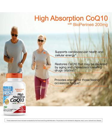 Doctor's Best High Absorption CoQ10 200mg with BioPerine | Heart Health & Energy | 60 Vegan Caps - Buy Online on GoSupps.com