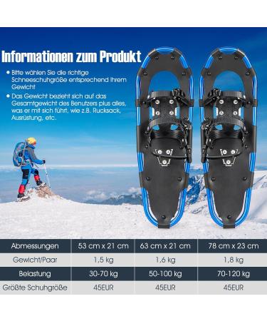 Buy Costway 21/25/30 Snowshoes Set for Adults & Kids | All-Round 4 in 1 with Climbing Aid & Carrying Bag - Marineblau 25 - Buy Online on GoSupps.com