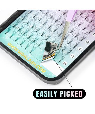 6D Russian Volume Pre-Fanned Lash Extensions 0.10 Thickness 14mm - Short Stem Heat Bonded Fans | Eyelash Extension Supplies - Buy Online on GoSupps.com