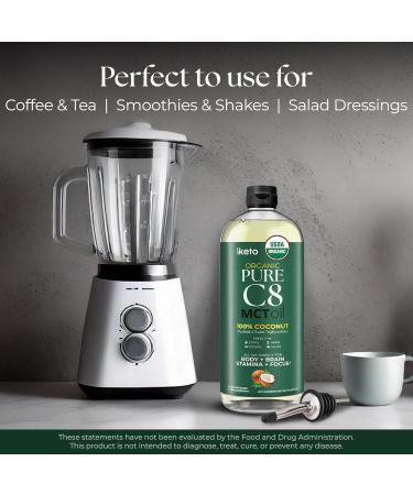 Keppi Organic MCT Oil - Flavorless C8, Non-GMO, Certified Organic, Gluten-Free, Palm Oil Free, Vegan, Kosher, Halal, 16 oz Coconut Oil 16 Fl Oz C8 - Buy Online on GoSupps.com