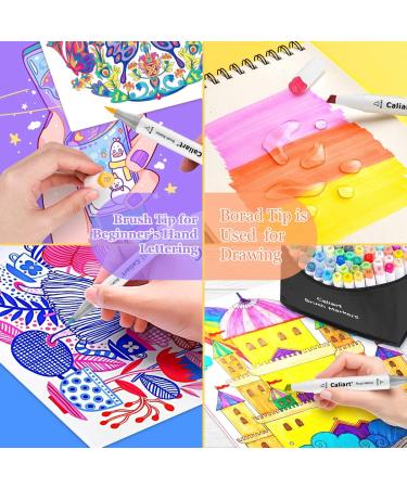 51 Colors Caliart Alcohol Brush Markers - Dual Tip Artist Markers for Coloring, Painting, Drawing - Craft Supplies for Adults and Kids - Buy Online on GoSupps.com