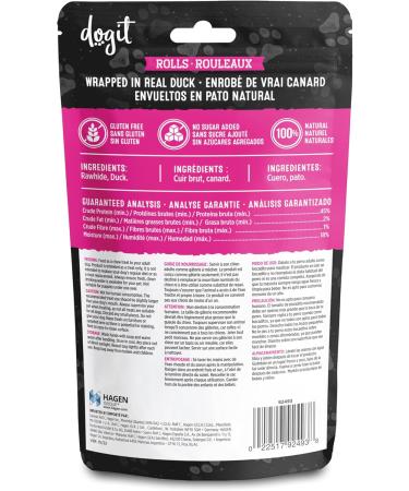 Dogit Snack Bar Rawhide Dog Treats Duck-Wrapped Rolls 2 pcs Dog Treats for Large Dogs Dog Chews Friandise Pour Chien Rawhide Dog Chews Gaterie Pour Chien - Buy Online on GoSupps.com