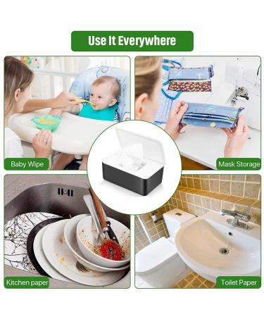 WJMY Wet Wipes Box - Versatile Wet Toilet Paper & Baby Towel Storage | Black & White Plastic Organizer - Buy Online on GoSupps.com