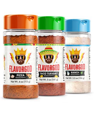 Party Combo Pack, Spice and Seasoning Gift Set - Pizza, Ranch, Taco Tuesday, Pack of 3 - Premium All Natural & Healthy Spice Blend - Flavor God Seasonings