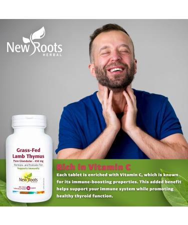 New Roots Herbal Grass-Fed Lamb Thymus Pure Glandular 450mg 30 Tablets Premium Thymus Glandular Supplement - Natural Source Essential Nutrients for Overall Wellness Supports Thymus Gland Function - Buy Online on GoSupps.com