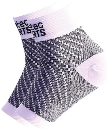 Athletec Sport Compression Foot Sleeves with Arch Support to Help Relieve Plantar Fasciitis Aches Pains Swelling Heel Pain and Treatment for Everyday Use - Size Small in White (One Pair) Compression Foot Sleeve S White - Buy Online on GoSupps.com