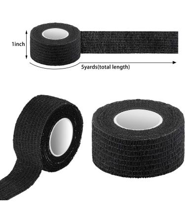 Pangda 12 Pack 1 Inch Black Self-Adherent Bandage Wrap for Sports - 5 Yards Each - Stretch Tape for Wrist, Ankle - Adhesive Bandage Tape - Buy Online on GoSupps.com