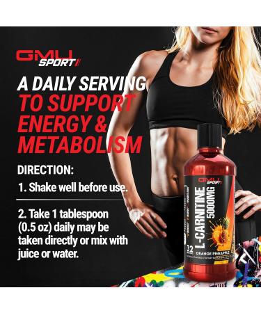GMU SPORT L Carnitine Liquid 5000mg Supplement for Metabolic Support - L-Carnitine Supplements Supports Weight Management & Muscle Recovery Increased Endurance & Energy Booster - 32 Servings - Buy Online on GoSupps.com