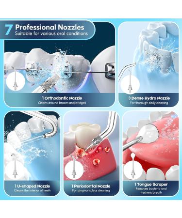 Water Flosser for Teeth - Cordless Oral Irrigator Portable Dental Cleaner with 8 Modes 7 Jets 300ml Tank Rechargeable - Ideal for Braces (Black - Buy Online on GoSupps.com