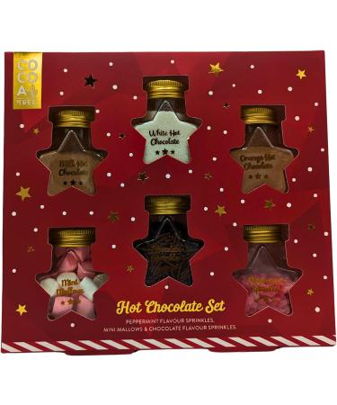 Hot Chocolate Gift Set - 6 X Star Jars Hot Chocolate Kit - Crushed Peppermint Flavour Candy Canes Marshallows Chocolate Flavour Sprinkles Milk White and Orange Hot Chocolate - 152g (Milk) - Buy Online on GoSupps.com