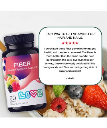 LIVS Fiber Gummies for Adults Promote Digestive Support & Regularity | Gut Health & Smooth Digestion | Plant-Based Prebiotic | Non-GMO Fiber Supplement for Men & Women | 60 Count with 30 Servings Blackberry, Raspberry & P  - Buy Online on GoSupps.com