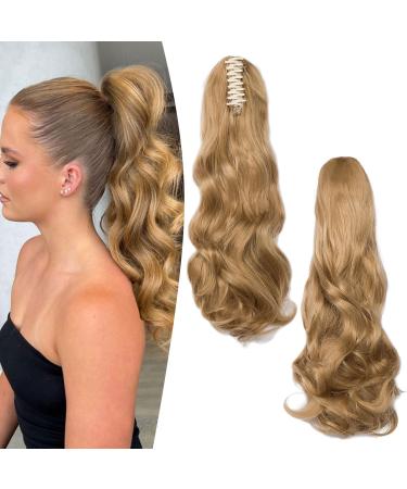 Gairyan 50cm ponytail hair part braid extensions long curly claw clip in ponytail extensions synthetic hair extensions wavy hair part hair extension for women (dark blonde) 50 cm dark blonde