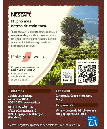 Nescaf Nestl Coffee Traditional Soluble Natural 10 Sachets x 2 gr - Buy Online on GoSupps.com