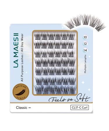 Lash Clusters Individual Lashes Wispy & Natural Clusters Lashes 48 Clusters Eyelash Extensions C Curl Eyelash Clusters Super Soft Thin Band Reusable False Eyelashes 10-14mm (Wispy-C)