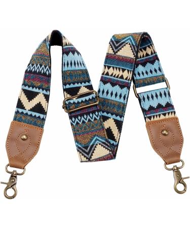 Purse Strap  2" Cowhide Head Wide Shoulder Strap Adjustable Replacement Retro Jacquard Embroidery Multi-Pattern Crossbody Bag Straps for Handbag Crossbody Bags Shoulder Bags(Retro Ethnic Green) - Buy Online on GoSupps.com