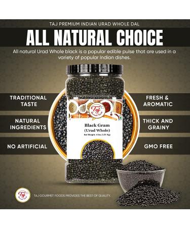 TAJ Premium Indian Urad Whole Dal - 4 lbs Jar | High-Quality Urad Dal for Authentic Indian Cuisine - Buy Online on GoSupps.com