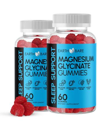 Magnesium Glycinate Gummies - 120 EXTRA STRENGTH Melatonin with Magnesium Glycinate, Ashwagandha and Lavender, Sleep Support | Magnesium and Melatonin Gummies | 2 Month Supply-SUGAR FREE