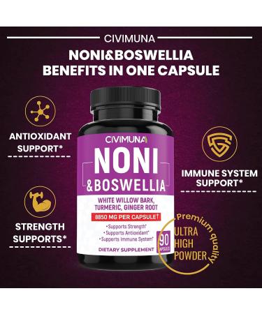 CIVIMUNA Noni Capsules 8850mg - 3 Months Supply with Boswellia & White Willow Bark - Buy Online on GoSupps.com